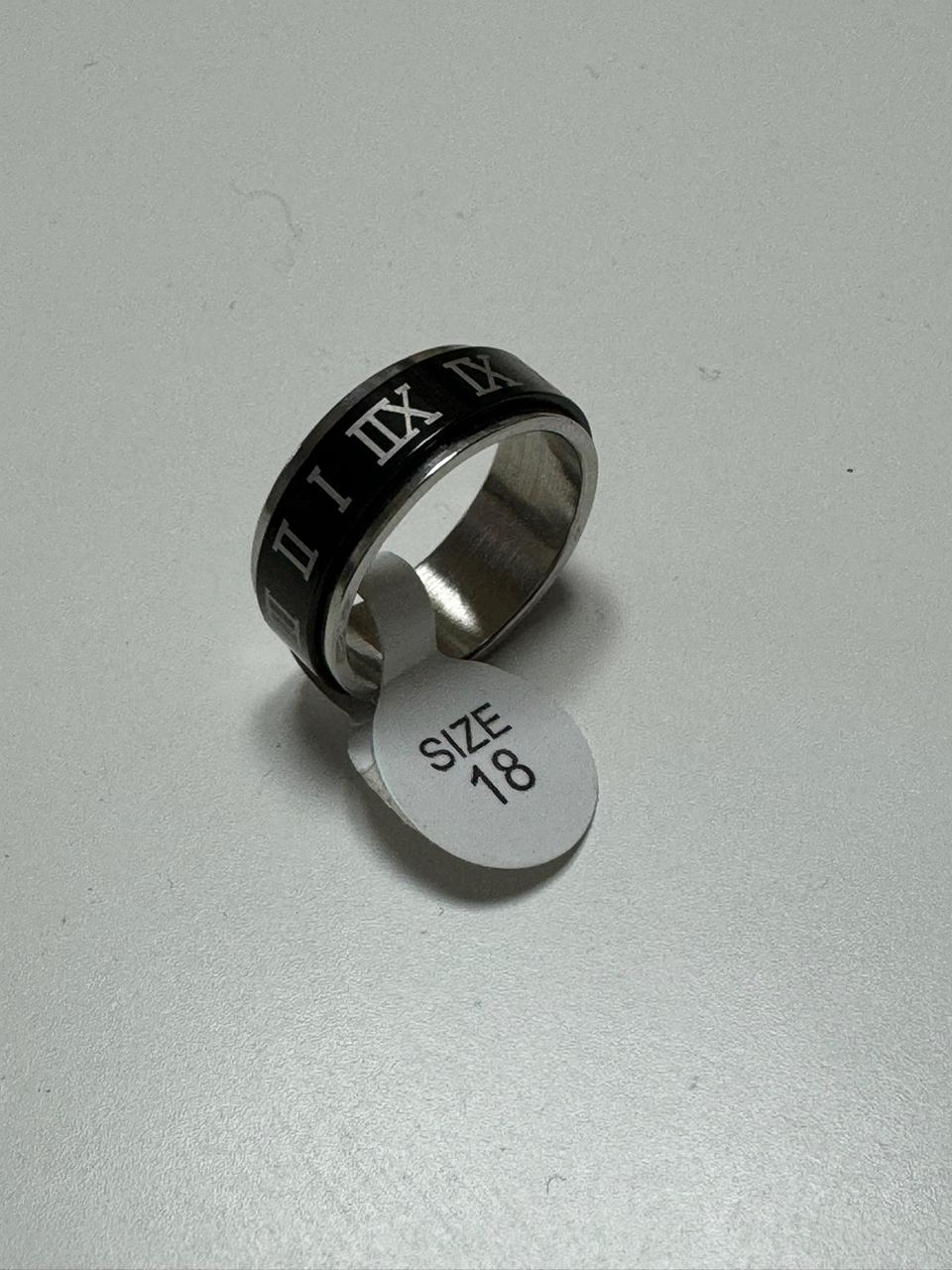 실버 투 라인 로마 숫자 포인트 써지컬 반지