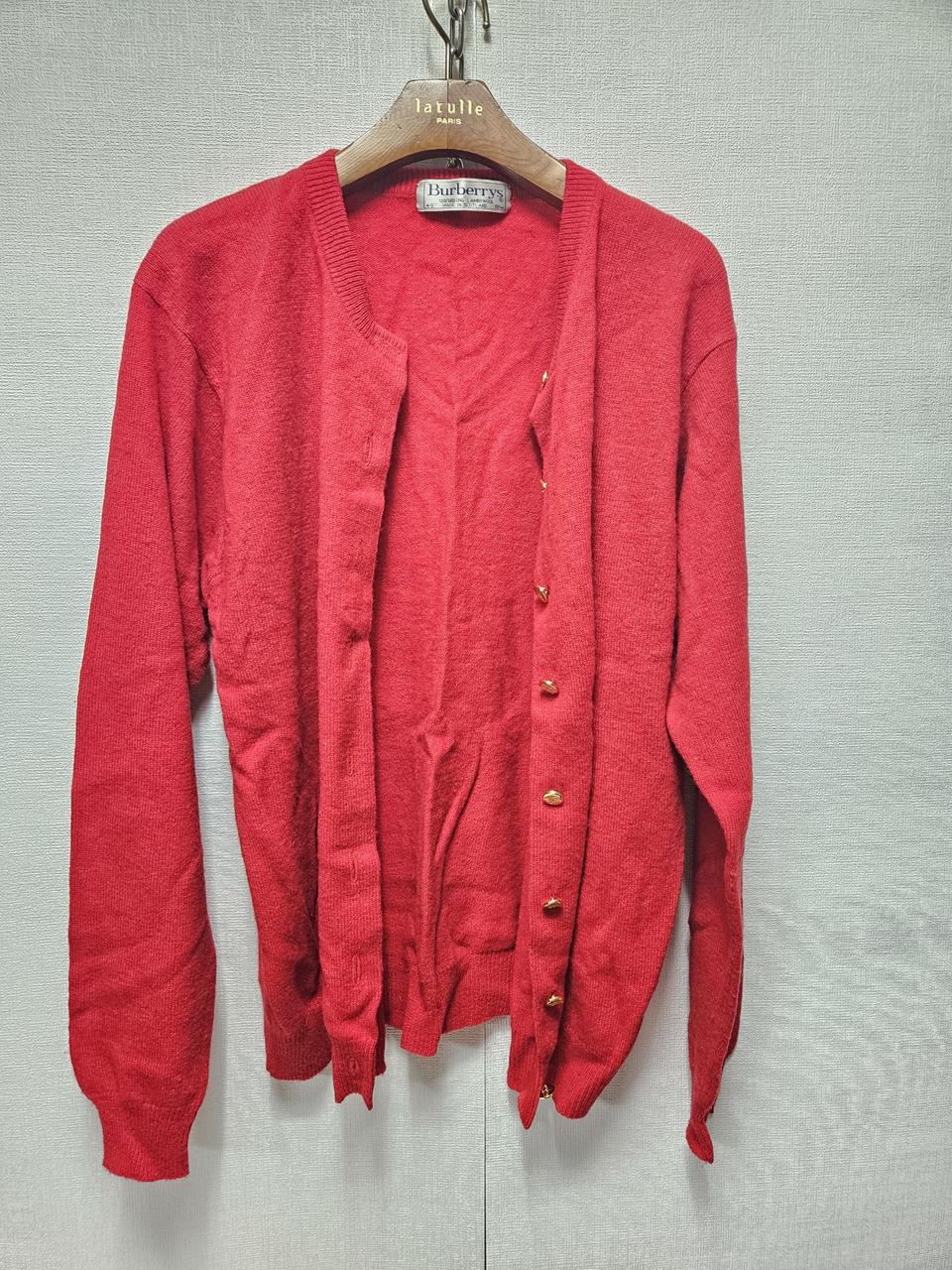 버버리 니트가디건M 레드가디건