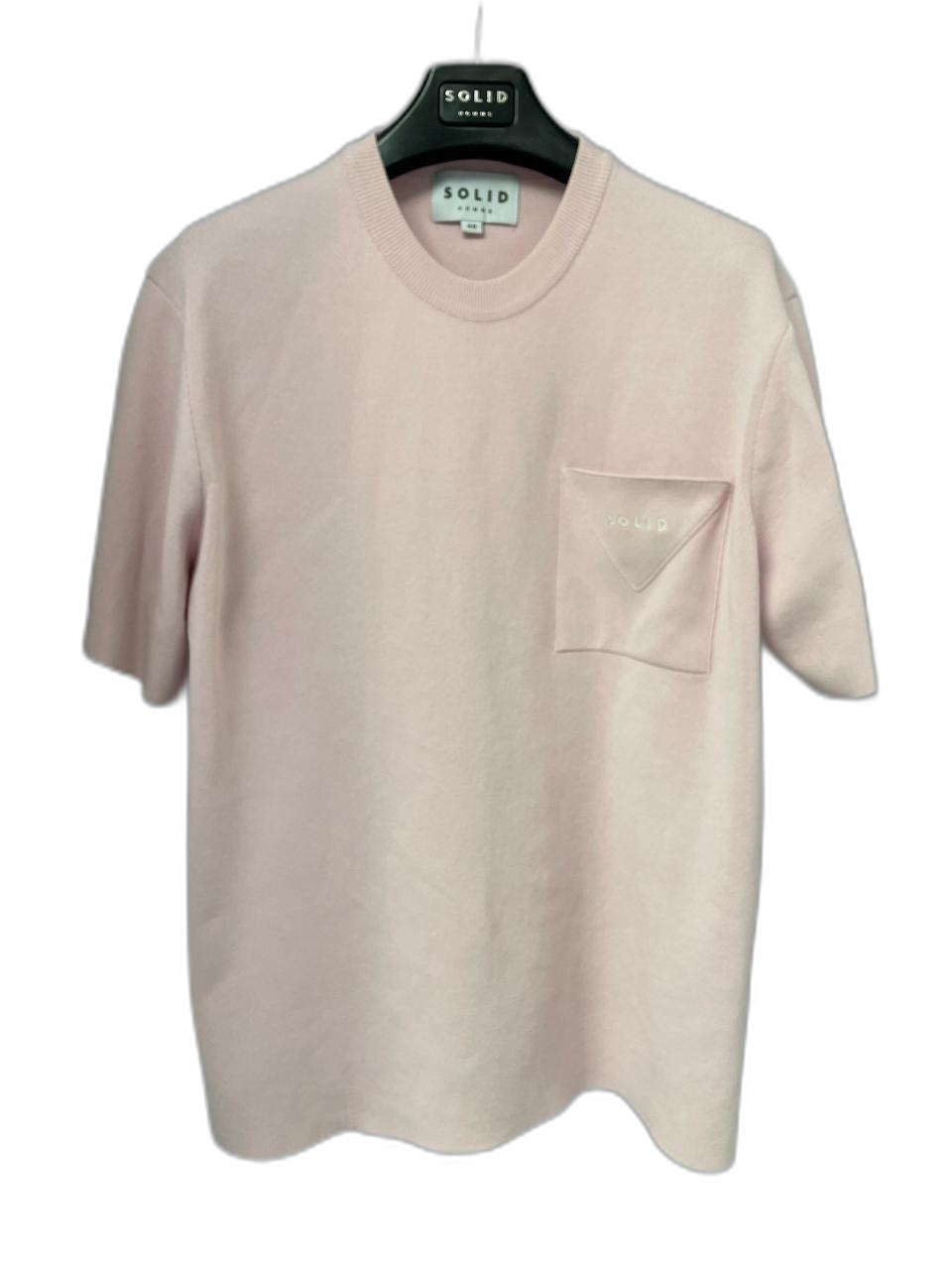 솔리드옴므 21SS 핑크 세미오버핏 반팔 니트 48사이즈