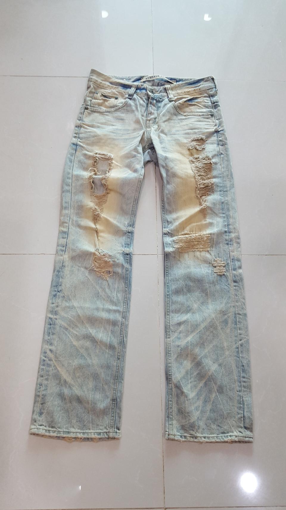 무파진 스크래치 일자청바지