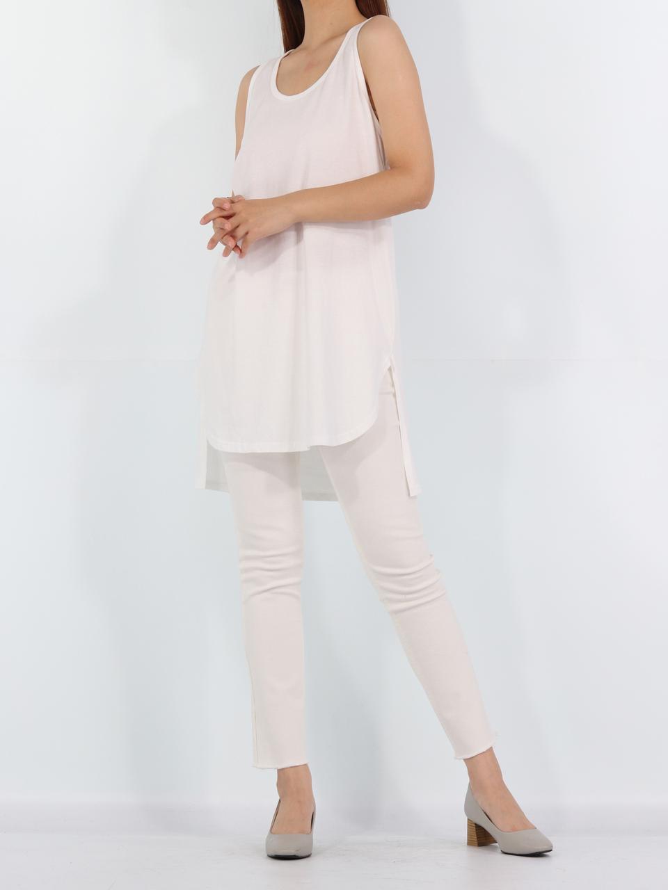 레이어드 언발 트임 박스 롱나시 새제품