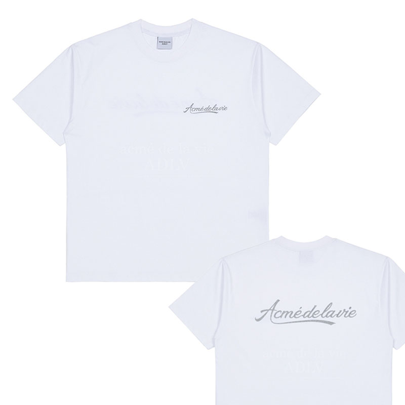 새상품 adlv 세미오버 스탠다드 사이즈 반팔 티셔츠 단색 로고