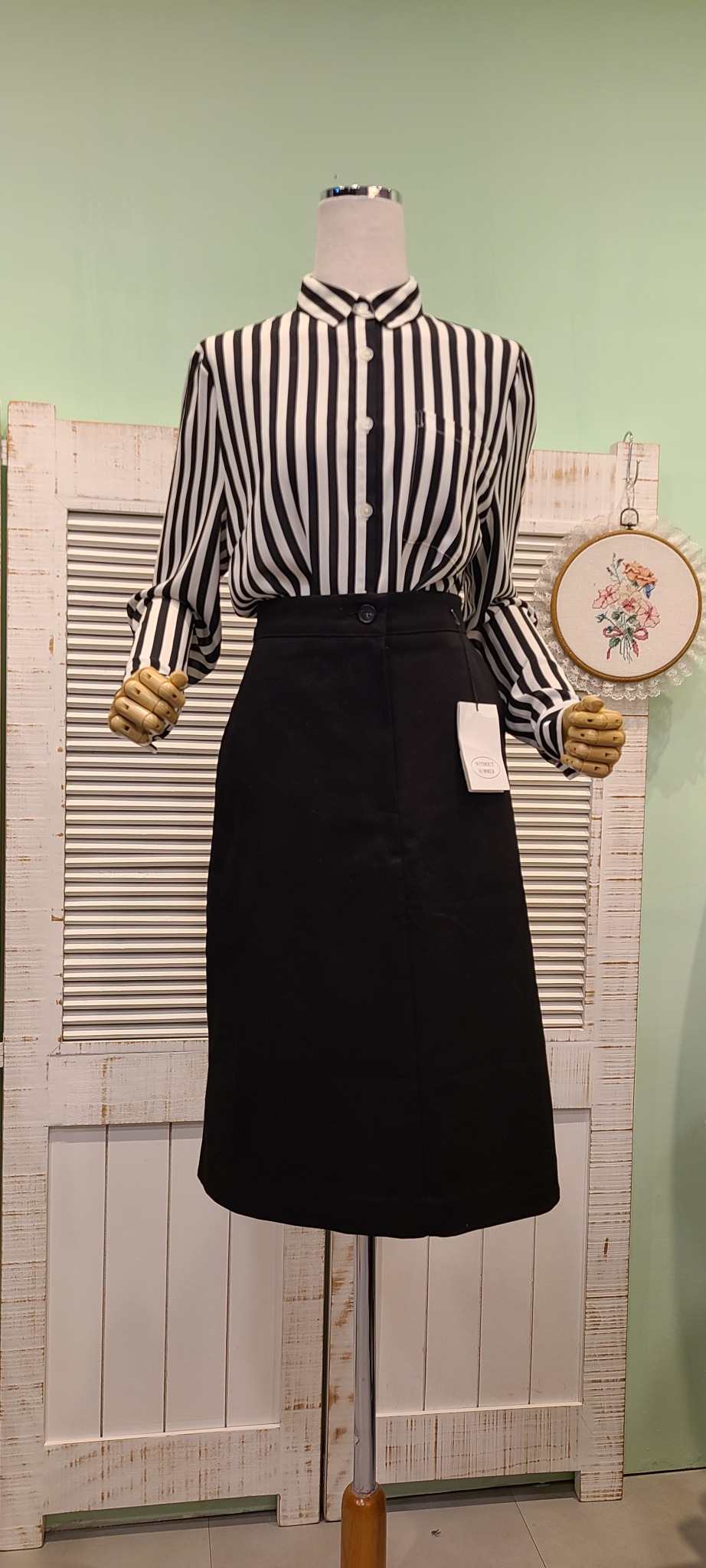 에잇세컨즈  M   스트라이프   쉬폰  블라우스