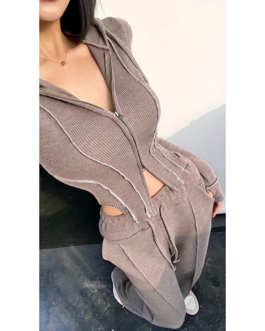 트레이닝복세트/몸매보정 투피스 골지셋업 집업 후드집업