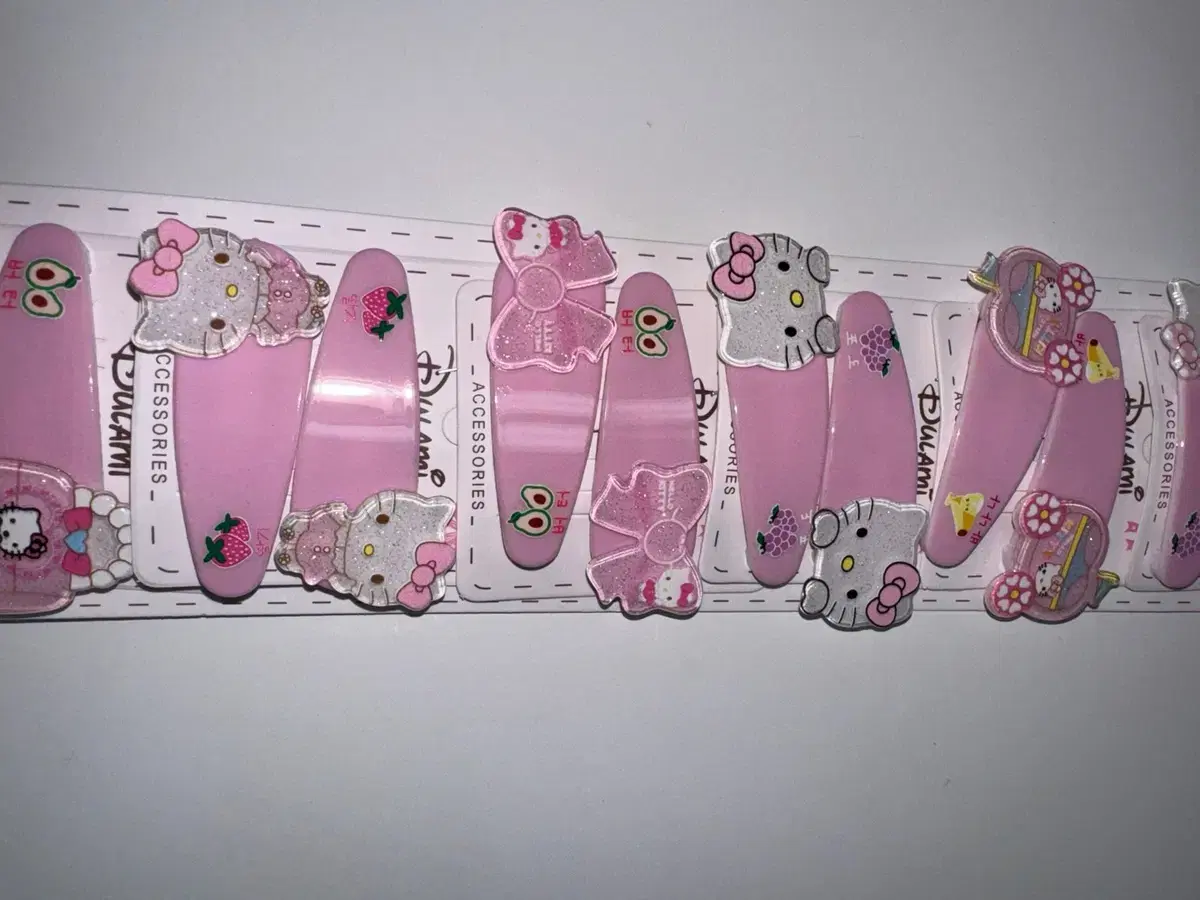 키티 분홍 집게핀