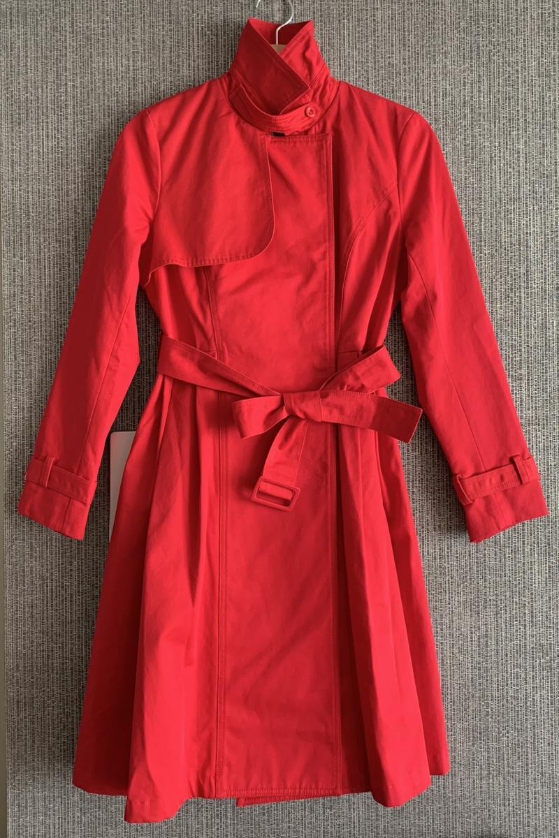 샤틴 SATIN 클래식 벨티드 플레어 트렌치코트 레드 M사이즈