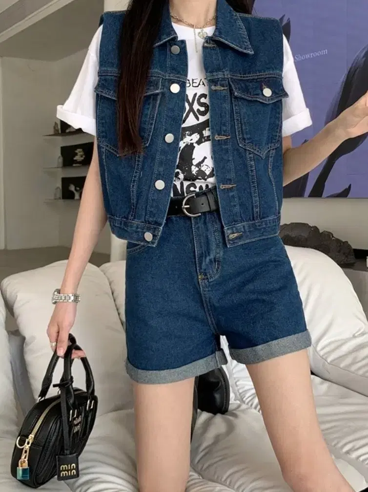 진청 조끼 반바지 세트 ㅡ팔로우천원할인