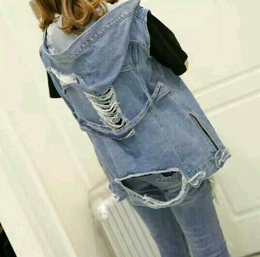 세일))바배))와이드데님 후드베스트 ㅡ팔로우만구매가능