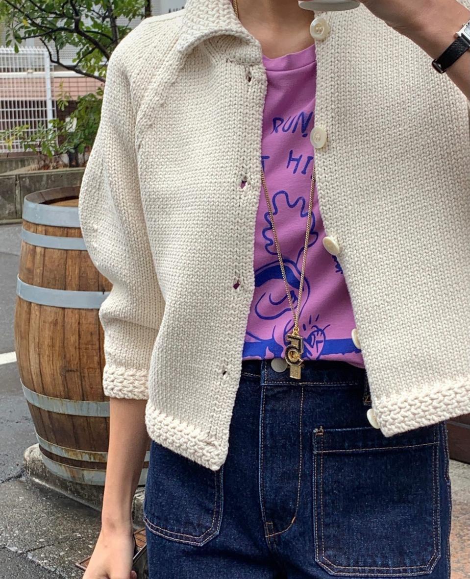 아이보리 로우게이지 도쿄 코튼 가디건