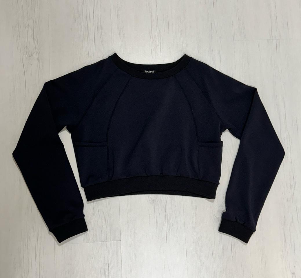 크롭맨투맨 블랙