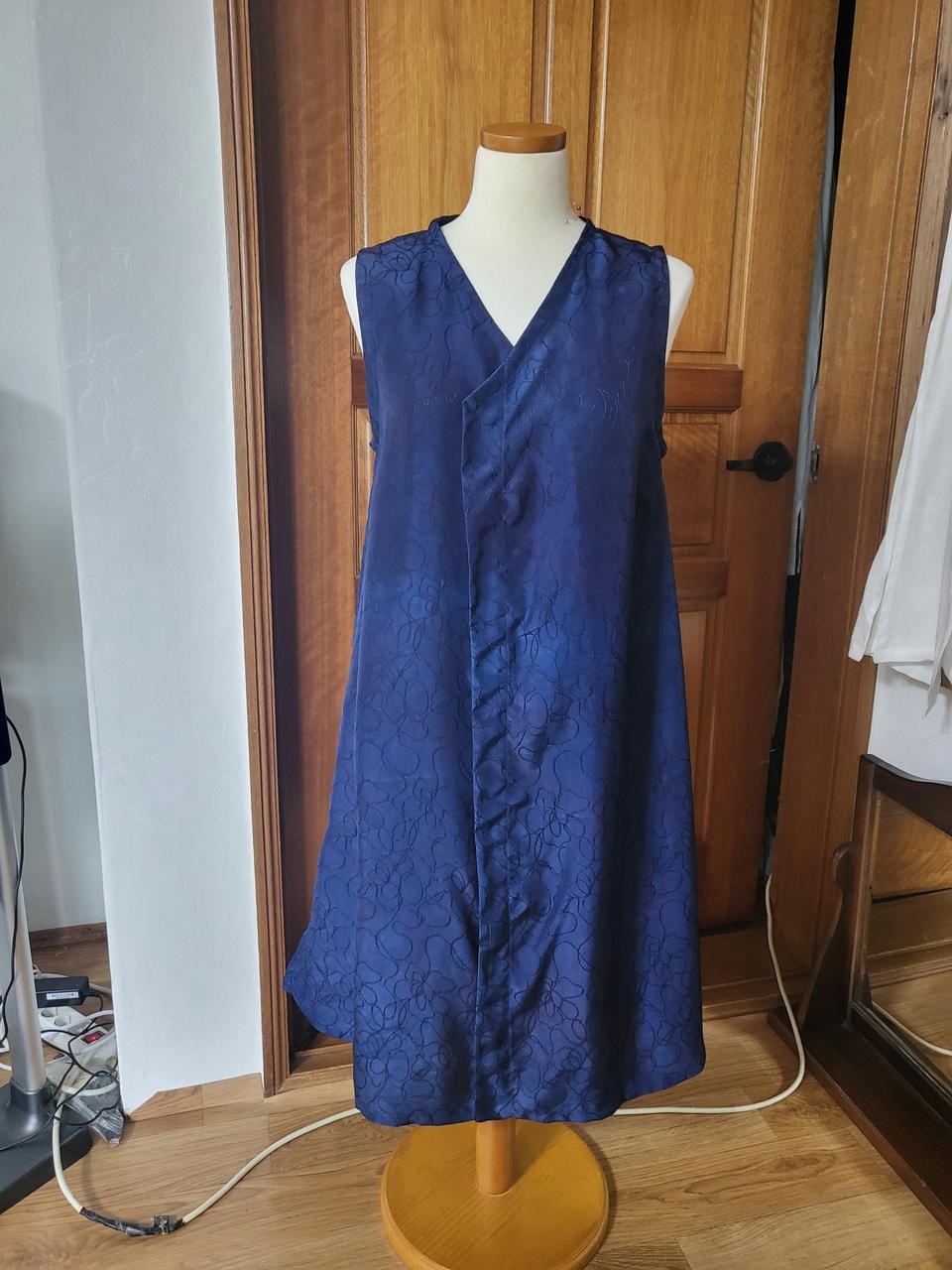 천연염색  쪽염색 인견 롱조끼 66새것