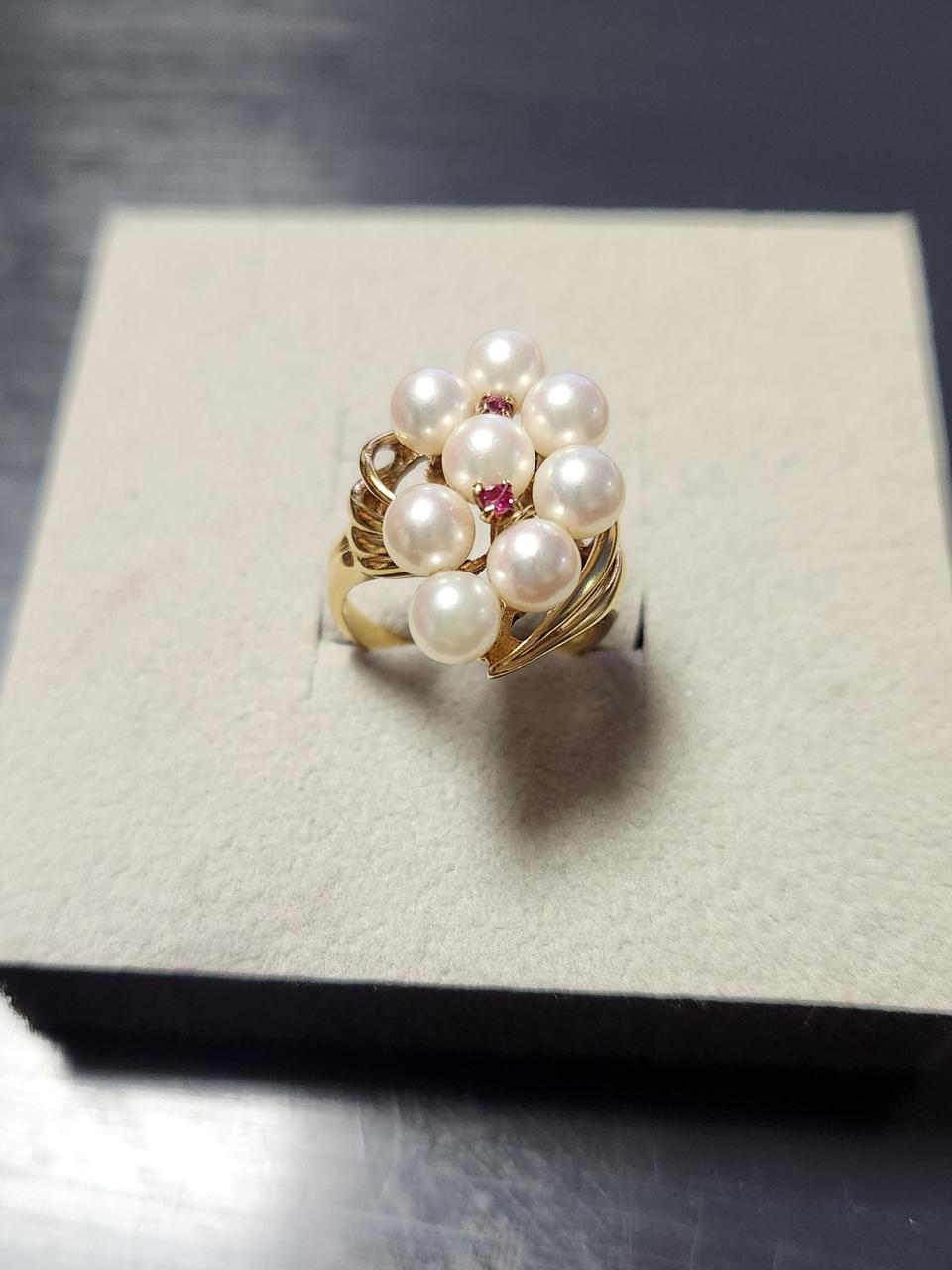 18K 진주 포도송이 반지