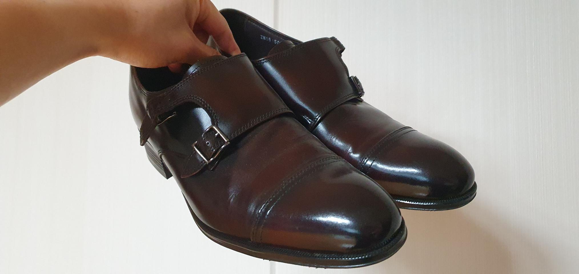 더블몽크 스트랩 구두 버건디색상  (직거래 폰뱅킹만 가능