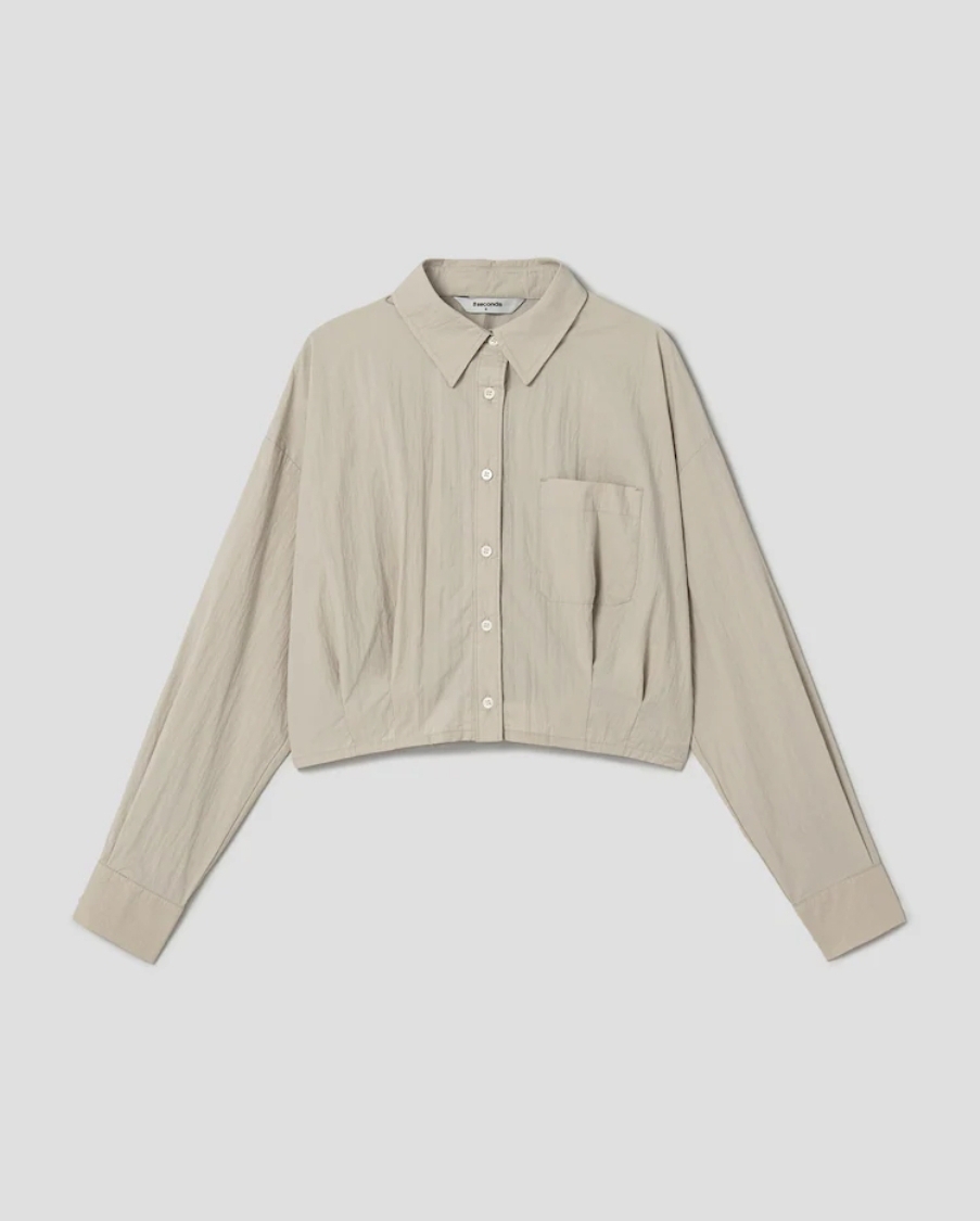 에잇세컨즈 바스락 자켓형 블라우스 / 코튼나일론 블루종 셔츠 s사이즈