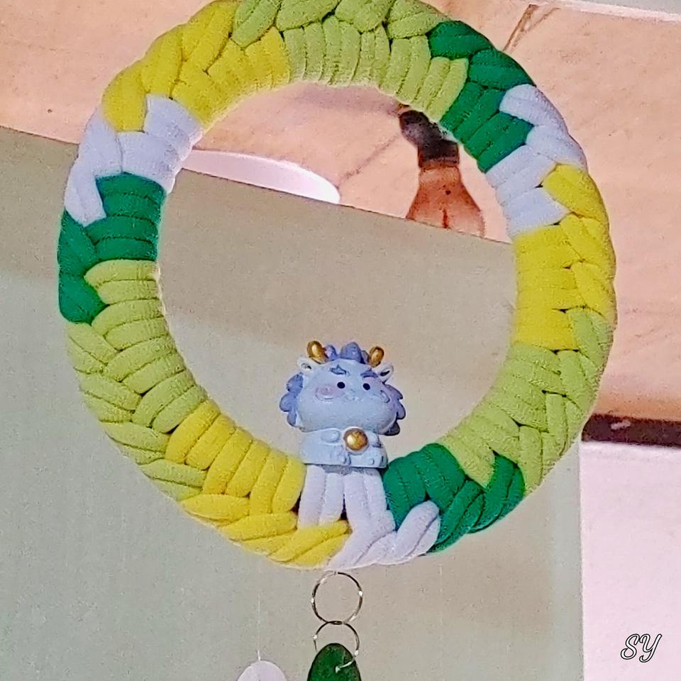 청룡 양말목 자개 모빌