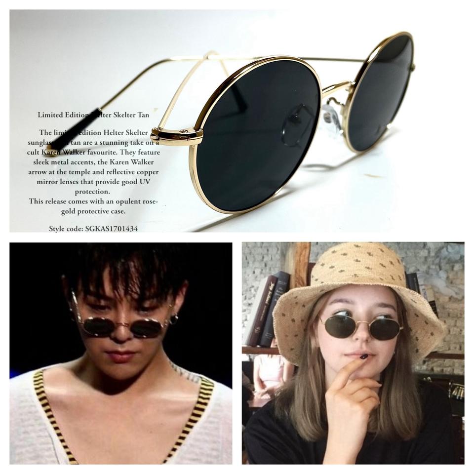 빈티지 복고 돌드 블랙 타원 선글라스