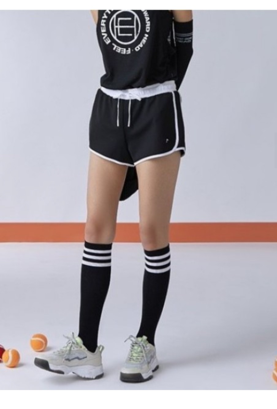 새상품)HEAD] 여성 저지 숏팬츠 블랙 반바지