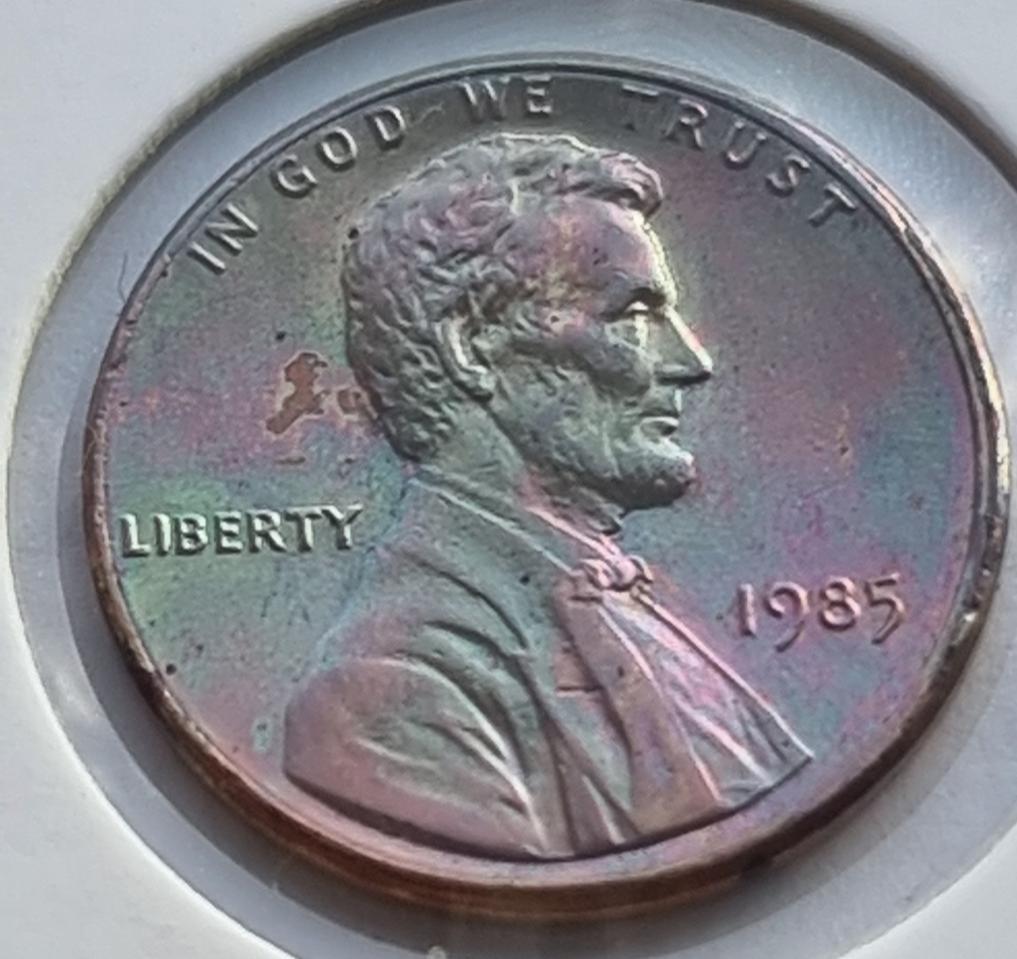 링컨 1센트 1985년도 레인보우톤 페니