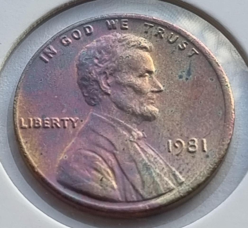 링컨 1센트 1981년도 레인보우톤 주화