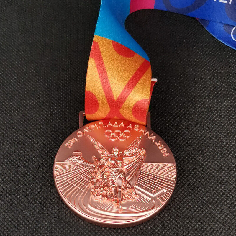 새 2004년 아테네 올림픽 동메달 메달 리본 기념 장식 전시
