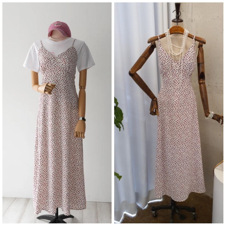 잔꽃무늬 뷔스티에 원피스