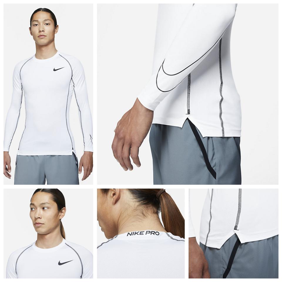 NIKE PRO 나이키 프로 드라이 핏 타이트 핏 긴팔 탑 화이트 S