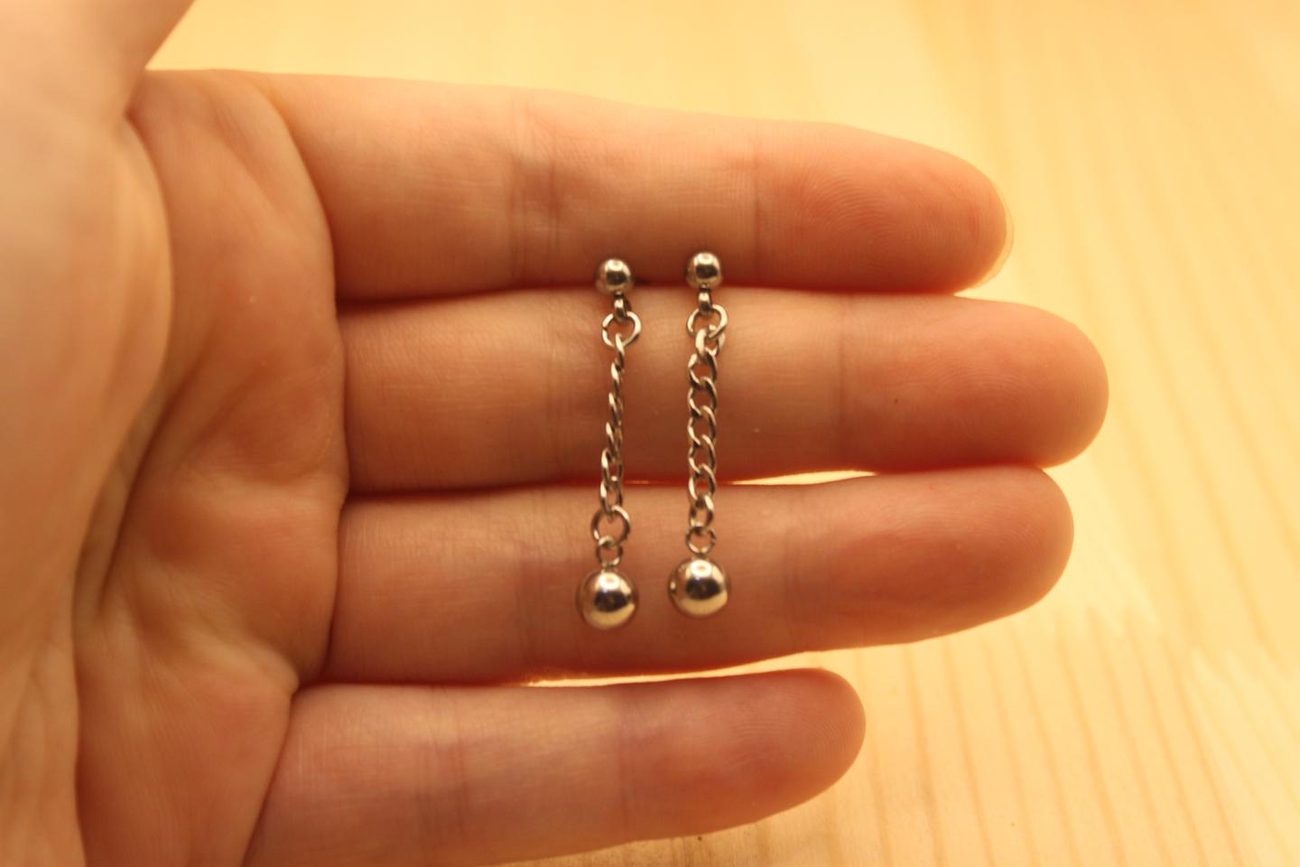 볼 과 볼 써지컬스틸귀걸이 (새상품)