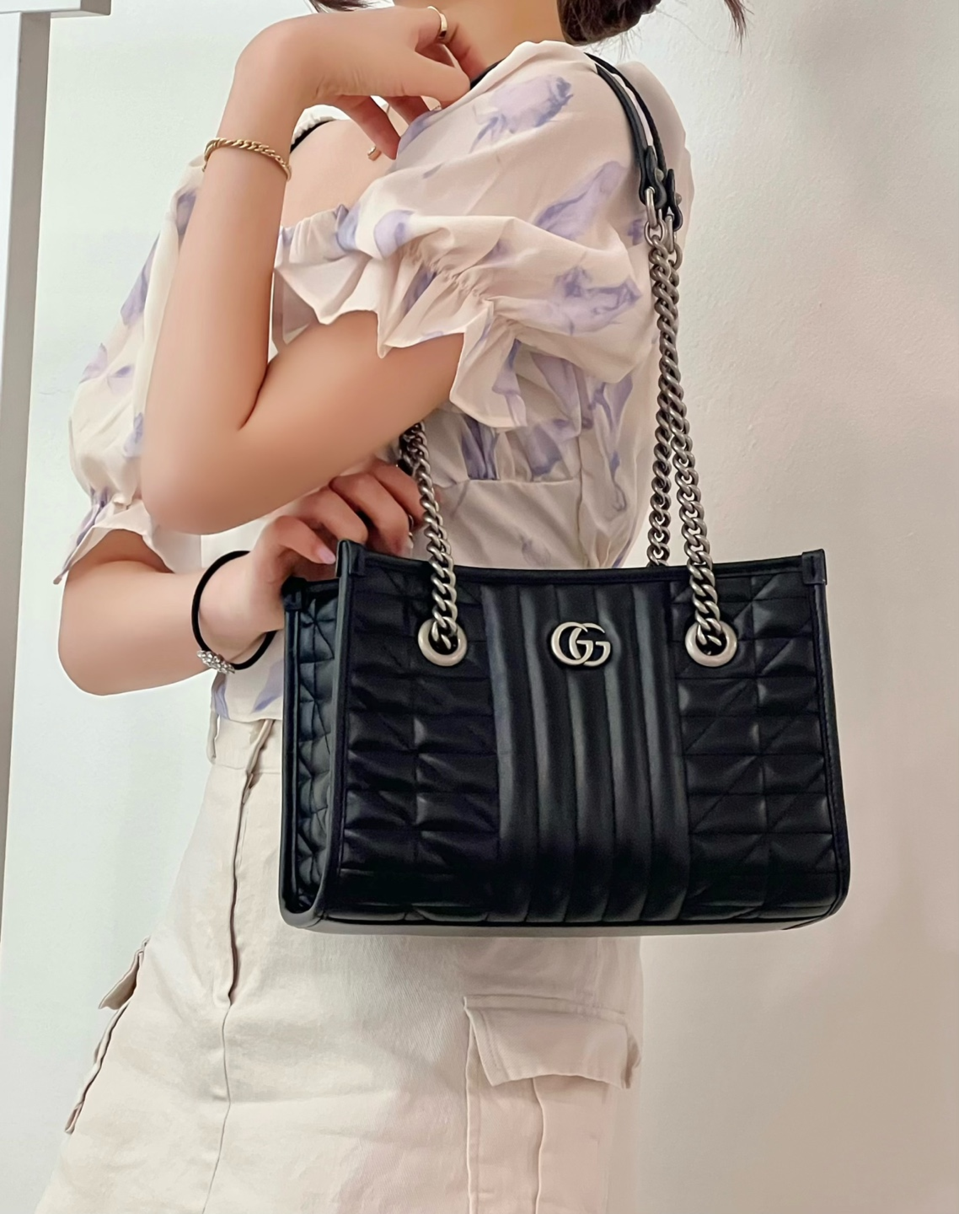  구찌 GG 마몽 스몰 토트백 블랙