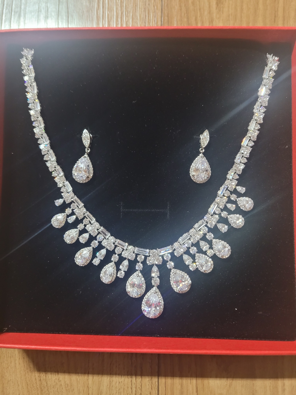 인조 다이아 큐빅 목걸이 귀걸이