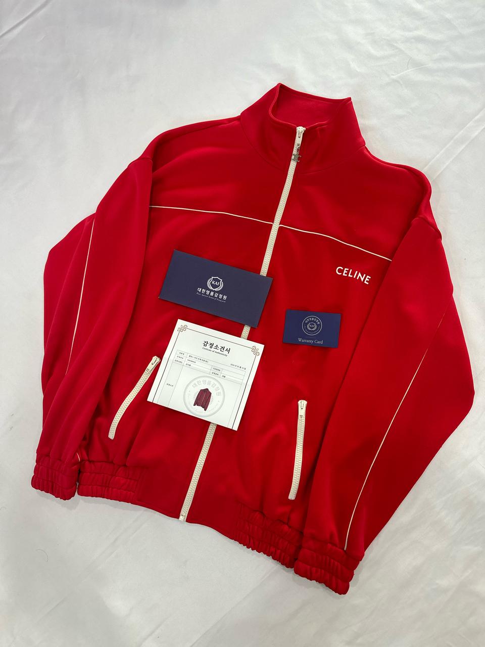 [XS] 셀린느 남성 로고 리버시블 트랙 집업 저지 자켓 레드