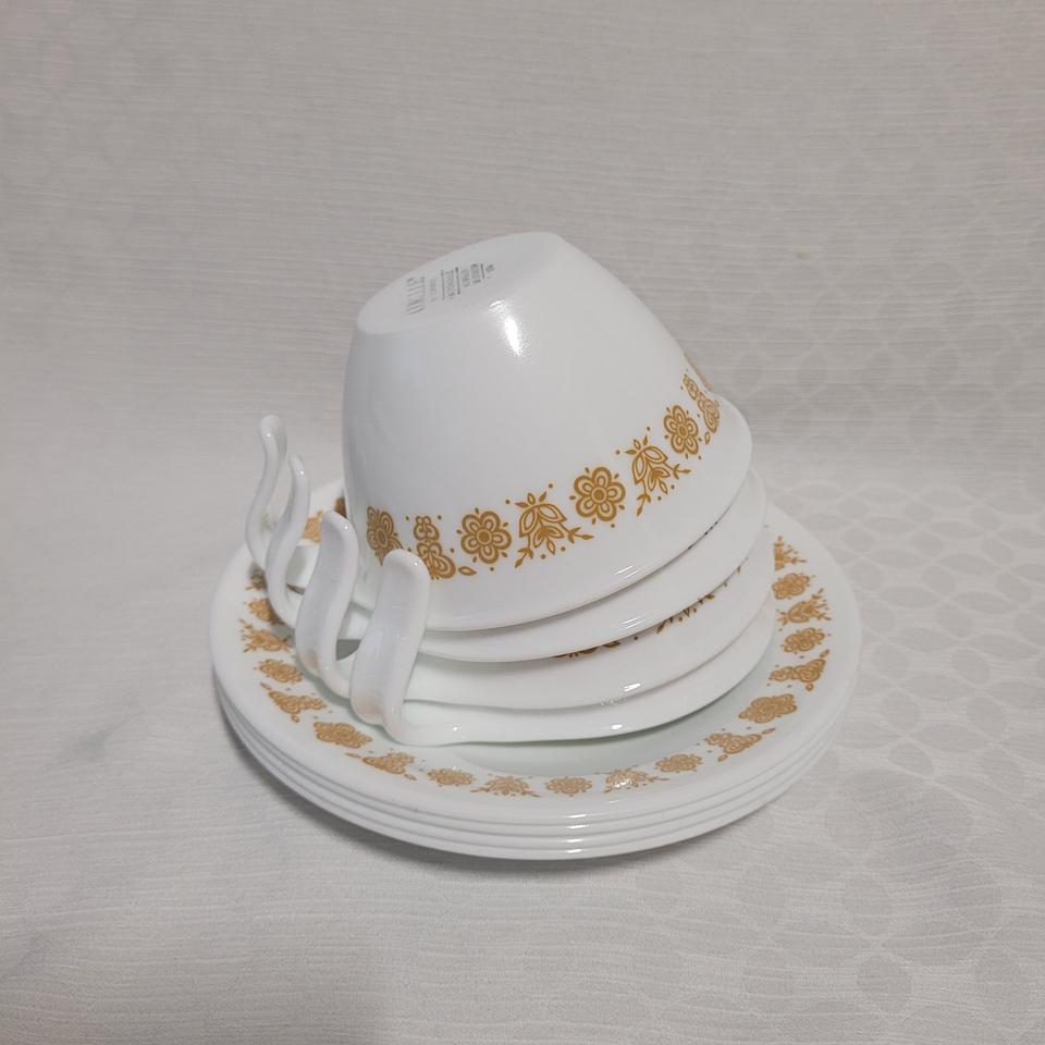 코렐 버터플라이골드 커피잔 4조