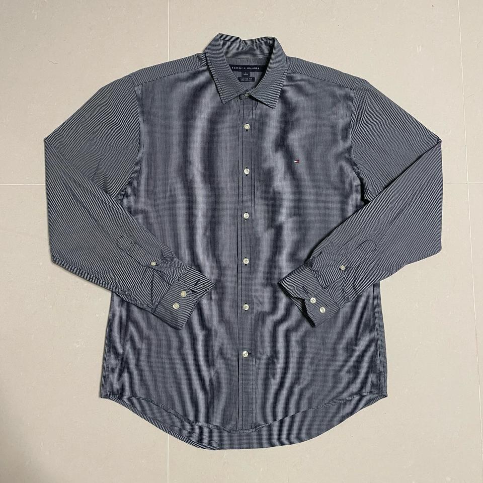 정품 타미힐피거 네이비 잔체크 셔츠 남방