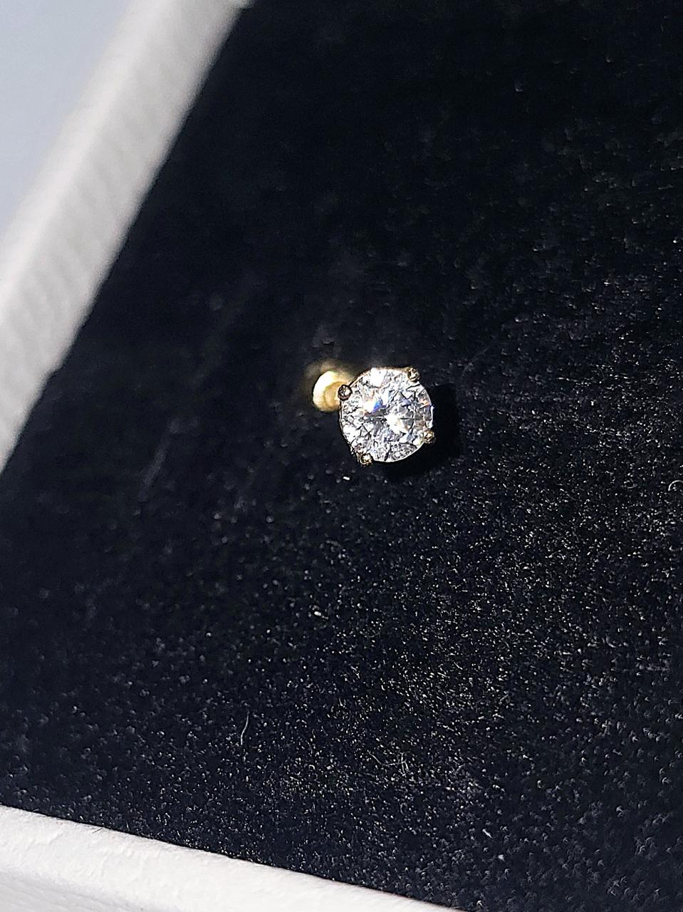 올 14k 옐로우 골드 큐빅 피어싱 8mm 바 585