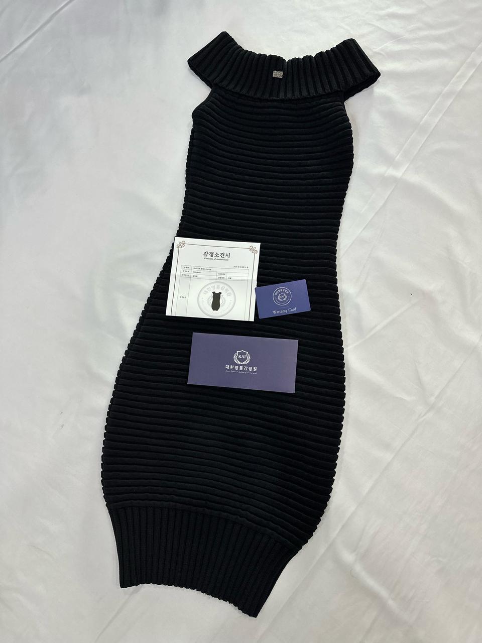 [34] 샤넬 여성 클래식 미디움 참 오프 숄더 니트 드레스 원피스