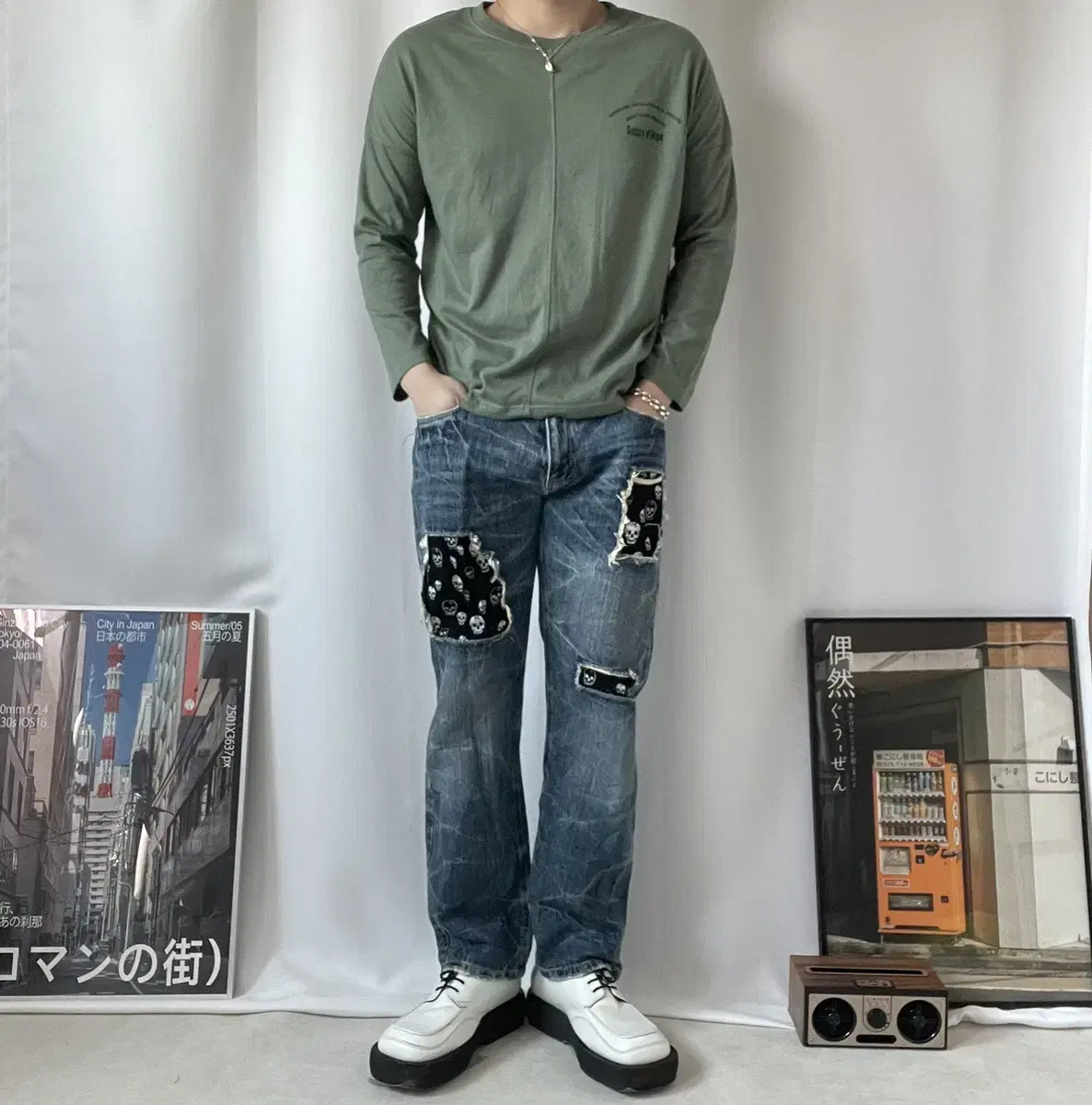 일본빈티지 로고 롱슬리브