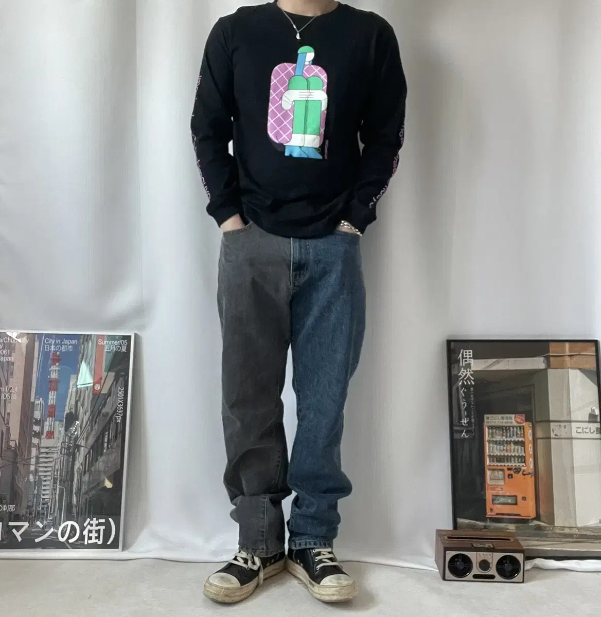 일본빈티지 프린팅 롱슬리브