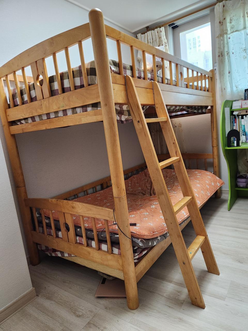 2층 원목 침대 매트리스 커버 포함 주니어침대 성인침대