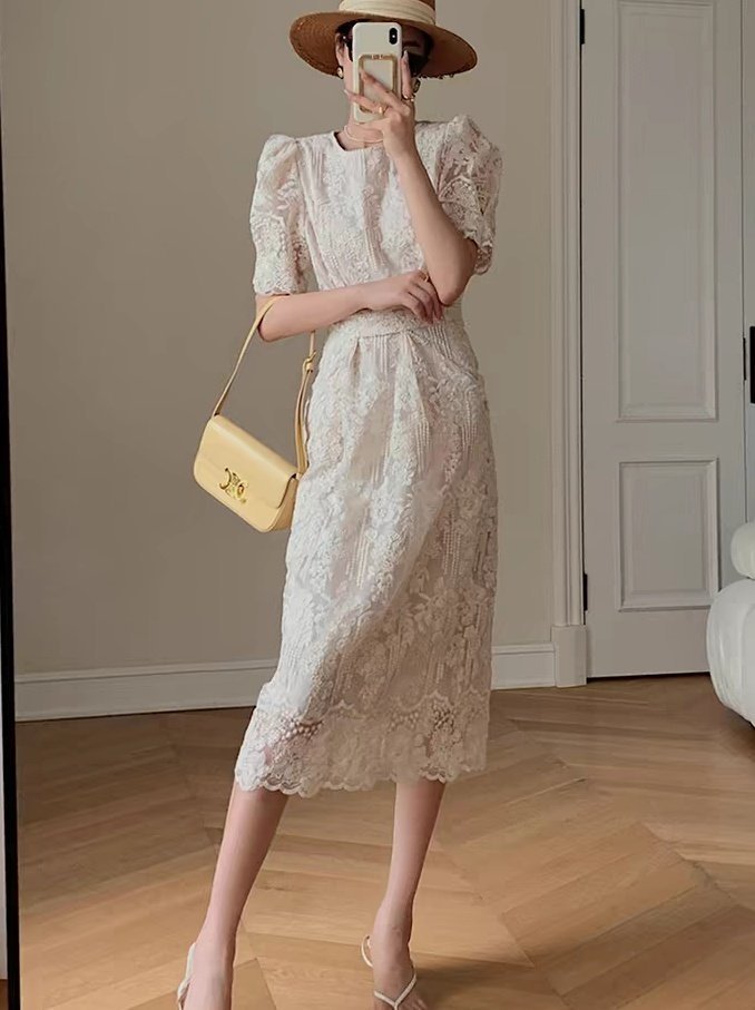 세일바배))레이스퍼프 하객원피스