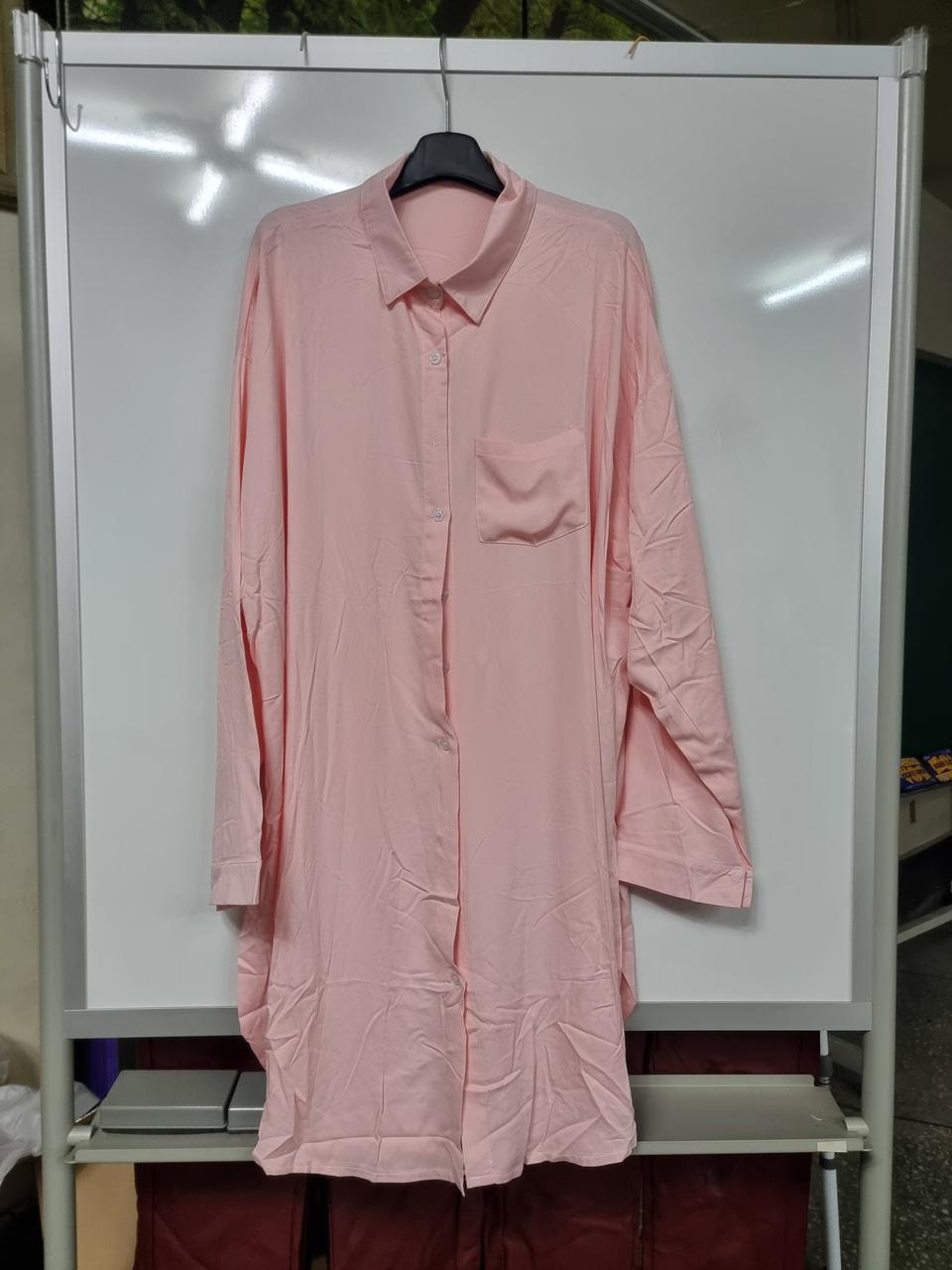 여성 롱 남방 원피스 연핑크