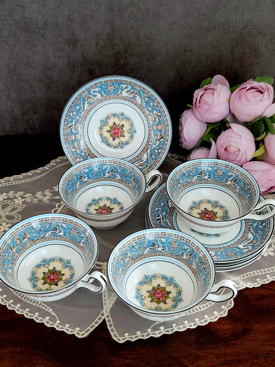 영국 웨지우드 플로렌틴 터콰즈 피오니잔듀오