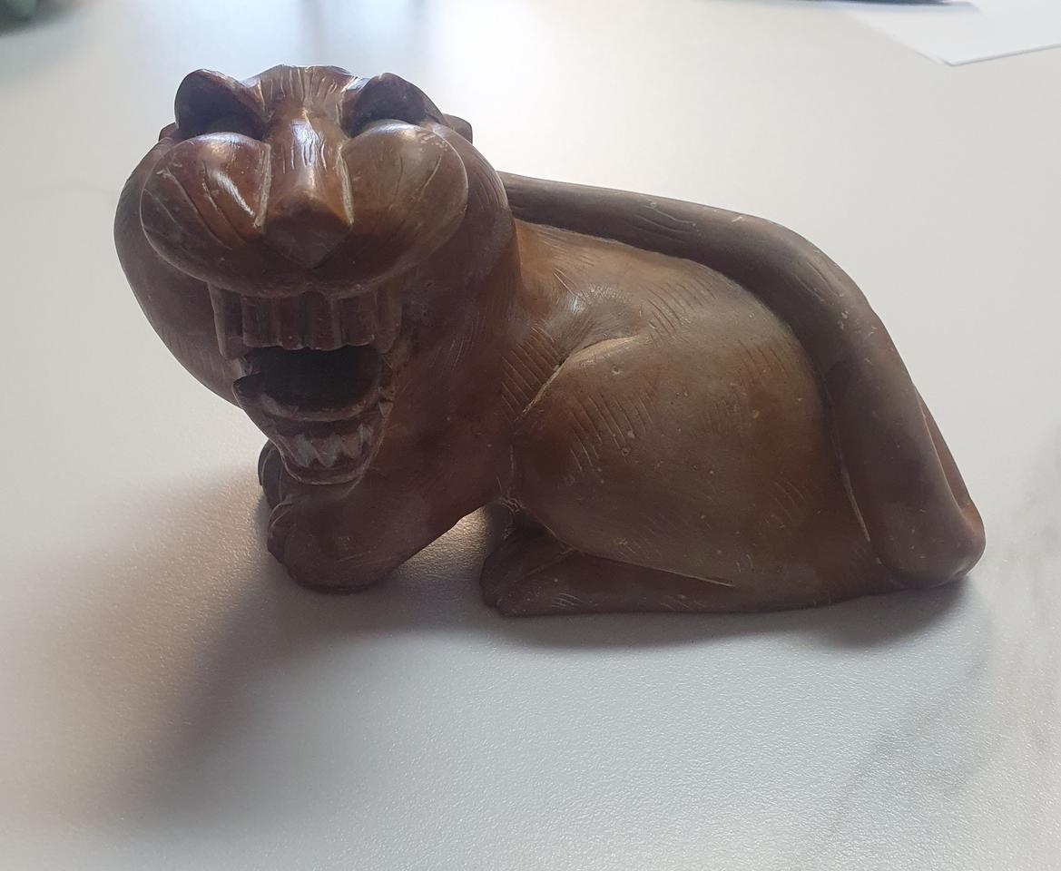 60년이 넘은 국산 해남옥(수결있음) 까치호랑이 조각상 골동품