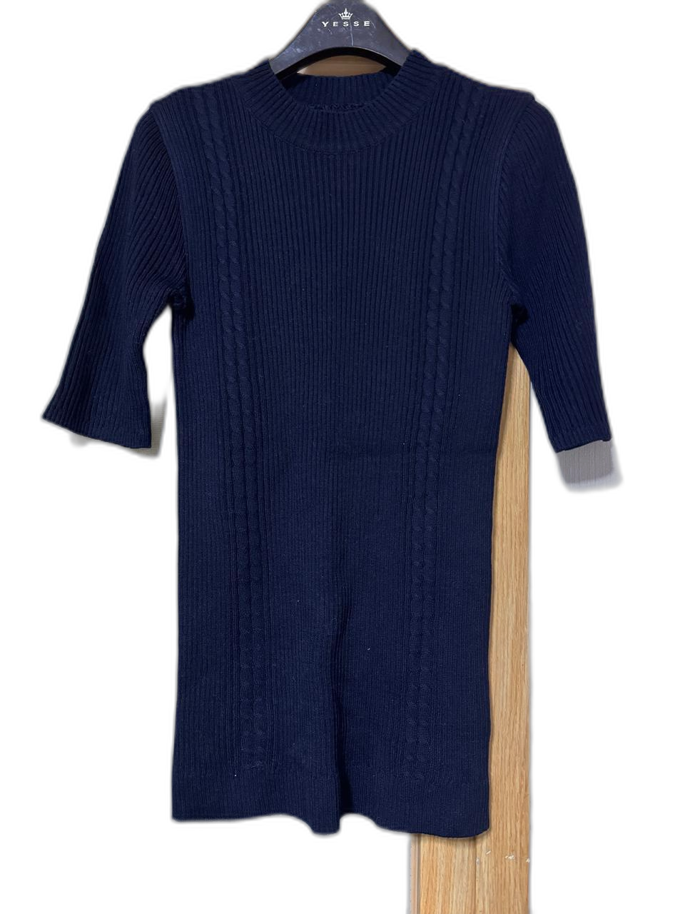 팔뚝가려주는 반팔 골지 썸머니트(네이비)