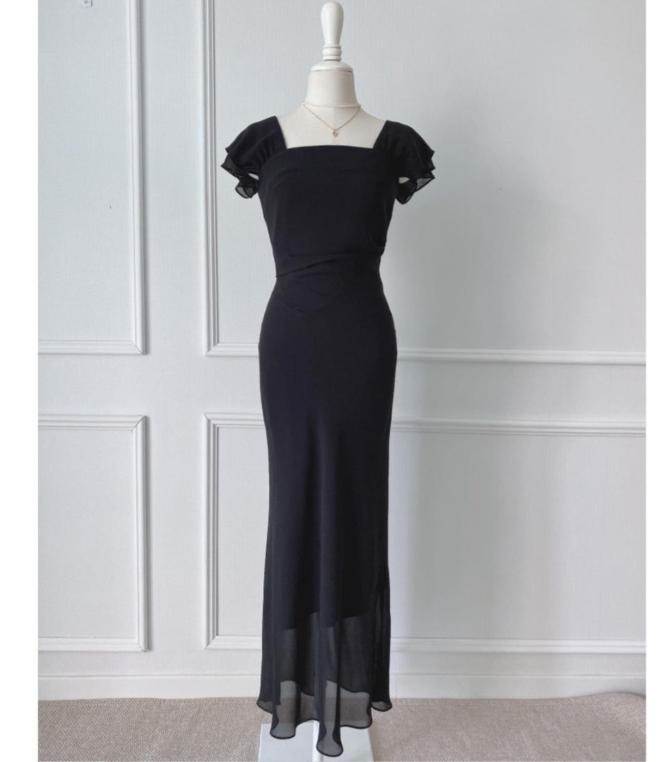 55✔디세네스 여신 소프트 쉬폰 스퀘어넥 머메이드 맥시원피스