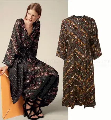 이자벨마랑 패턴 보헤미안 에스닉드레스 롱원피스 실크100% 38 정품