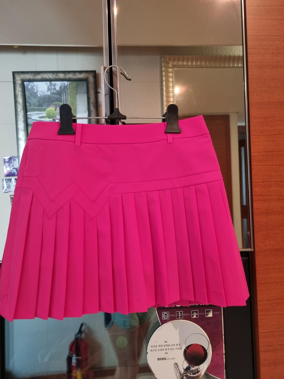 와이드앵글 여성 CO W 변형 플리츠 여름 핫핑크 큐롯치마