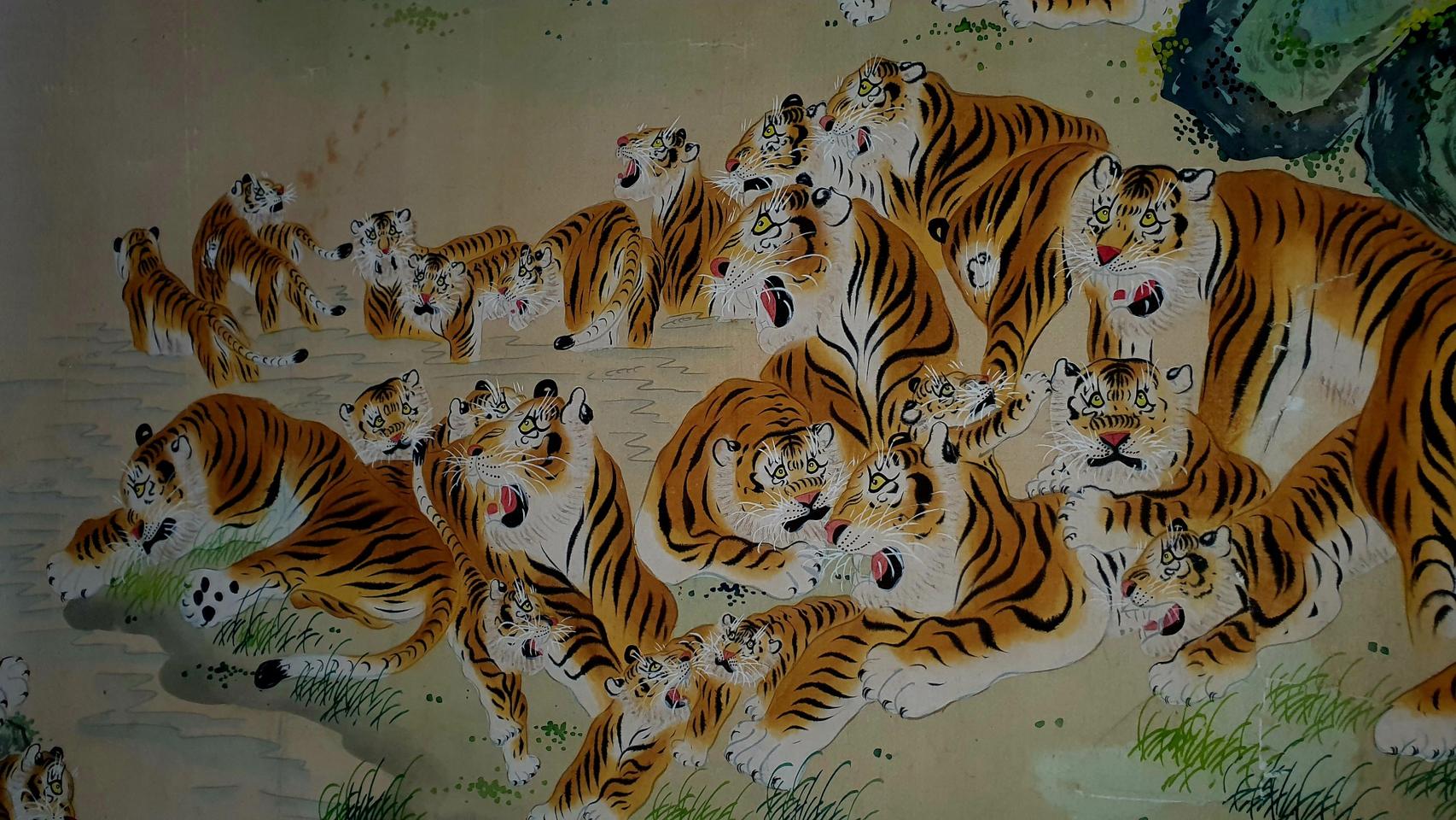 동양화 백호도 옛날그림