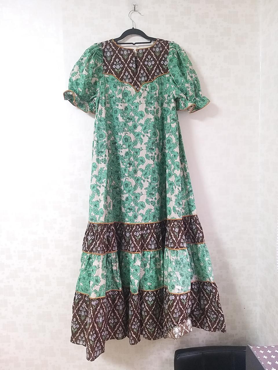 세컨케이 빅사이즈  코튼 맥시 퍼프 캉캉롱원피스