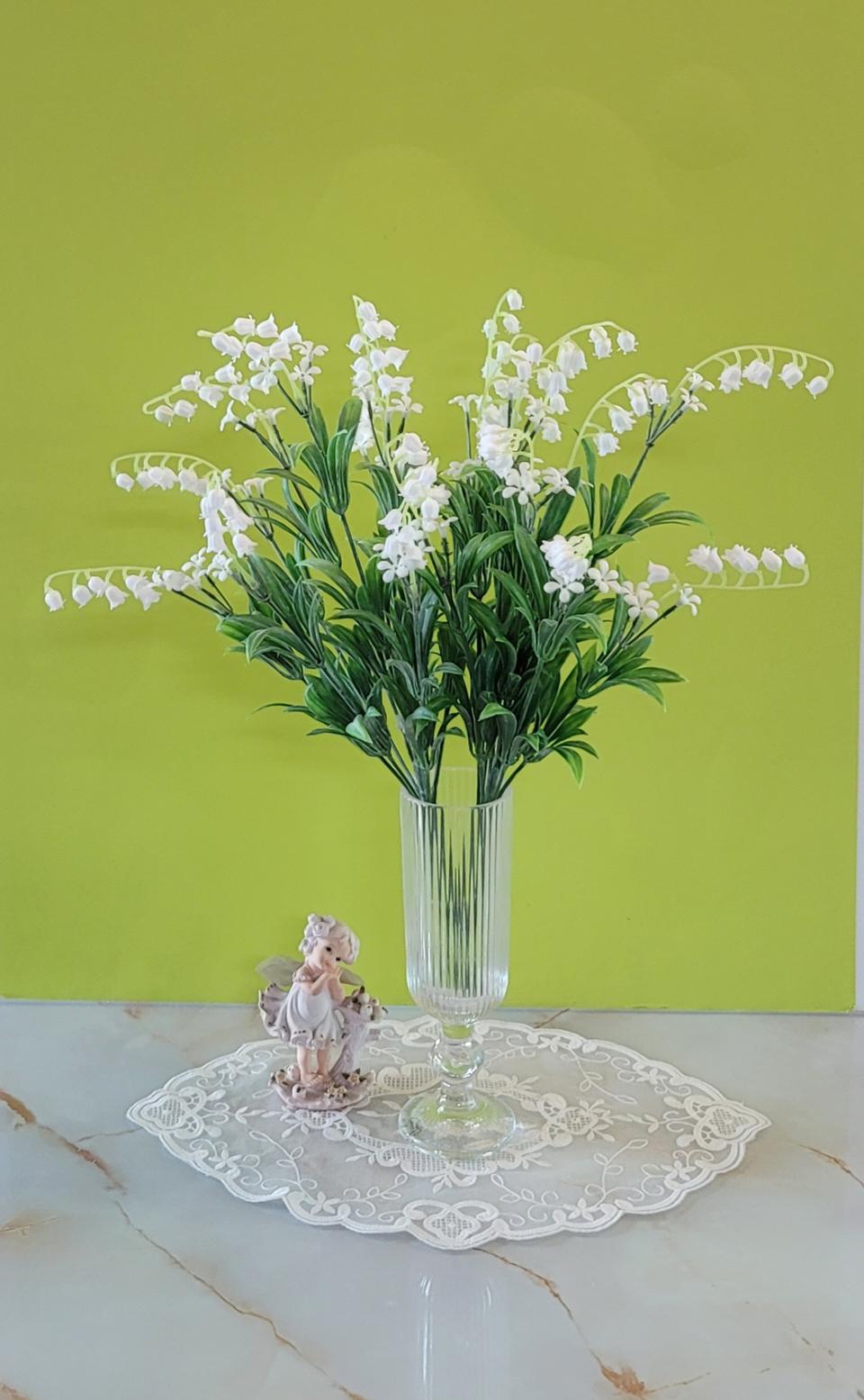 (새상품)은방울꽃과 유리화병 세트/인테리어소품,조화/꽃병