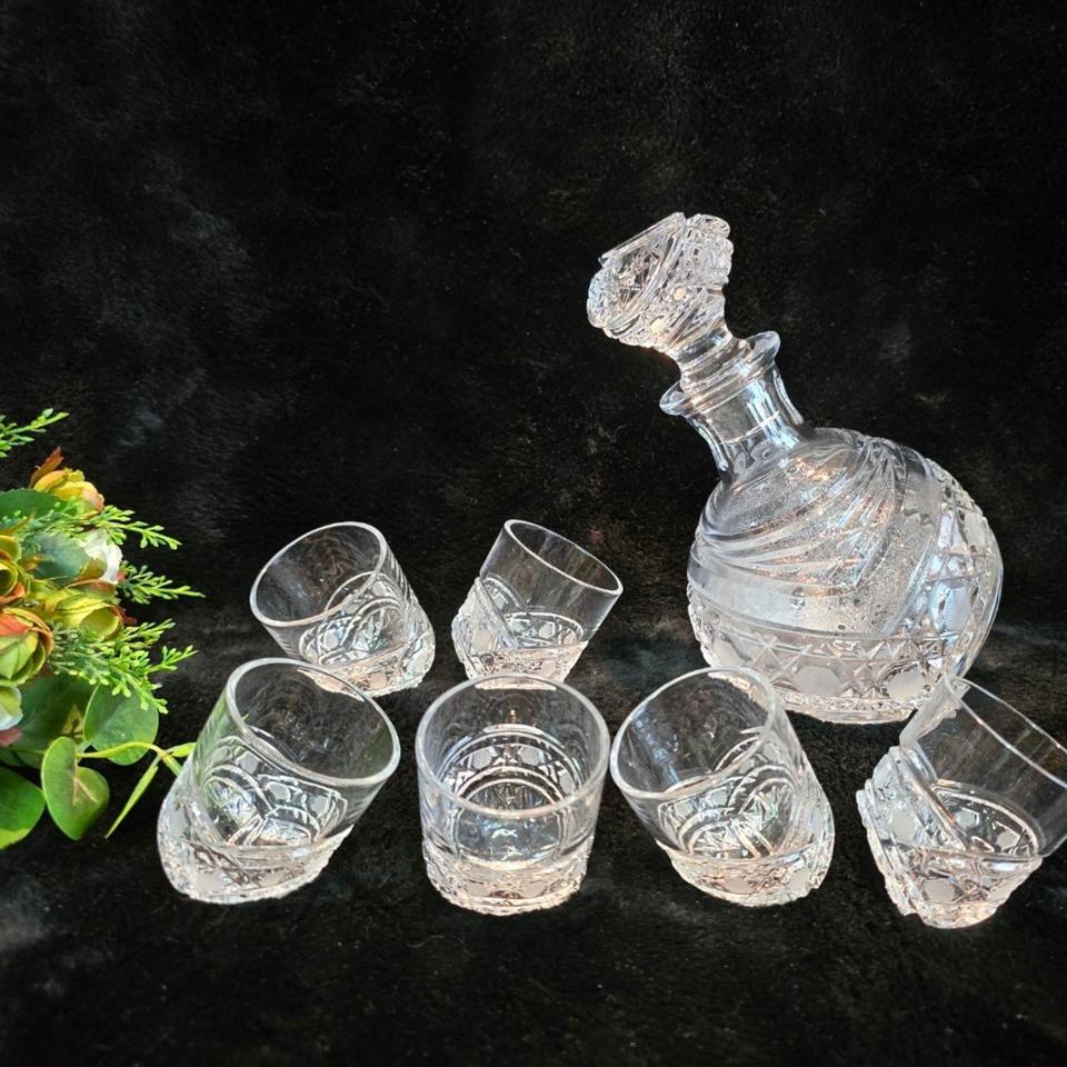 비스키 레이롤링 글래스 기울이 디켄더와 술잔.미사용