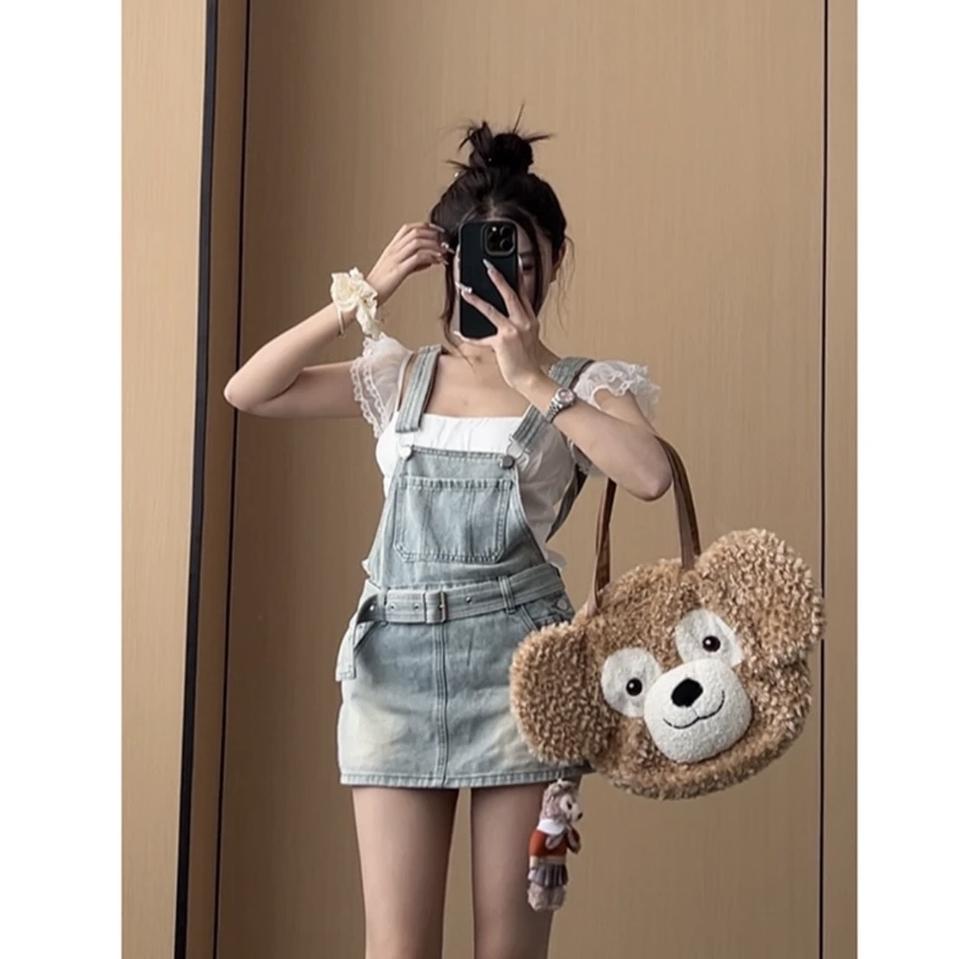 멜빵 벨트 치마바지